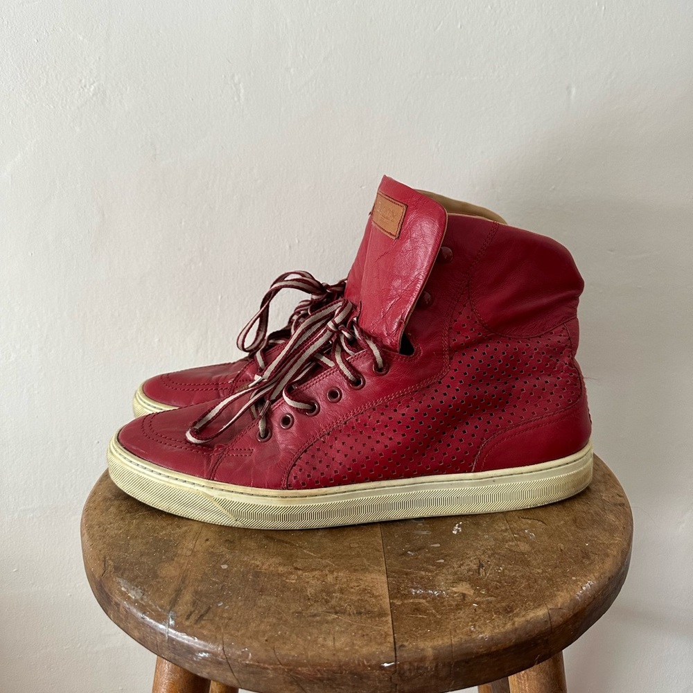 Bally Red Leather ‘Elwin’ High Top Sneaker size 13